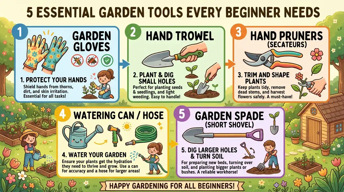 5 garden tools every beginner needs